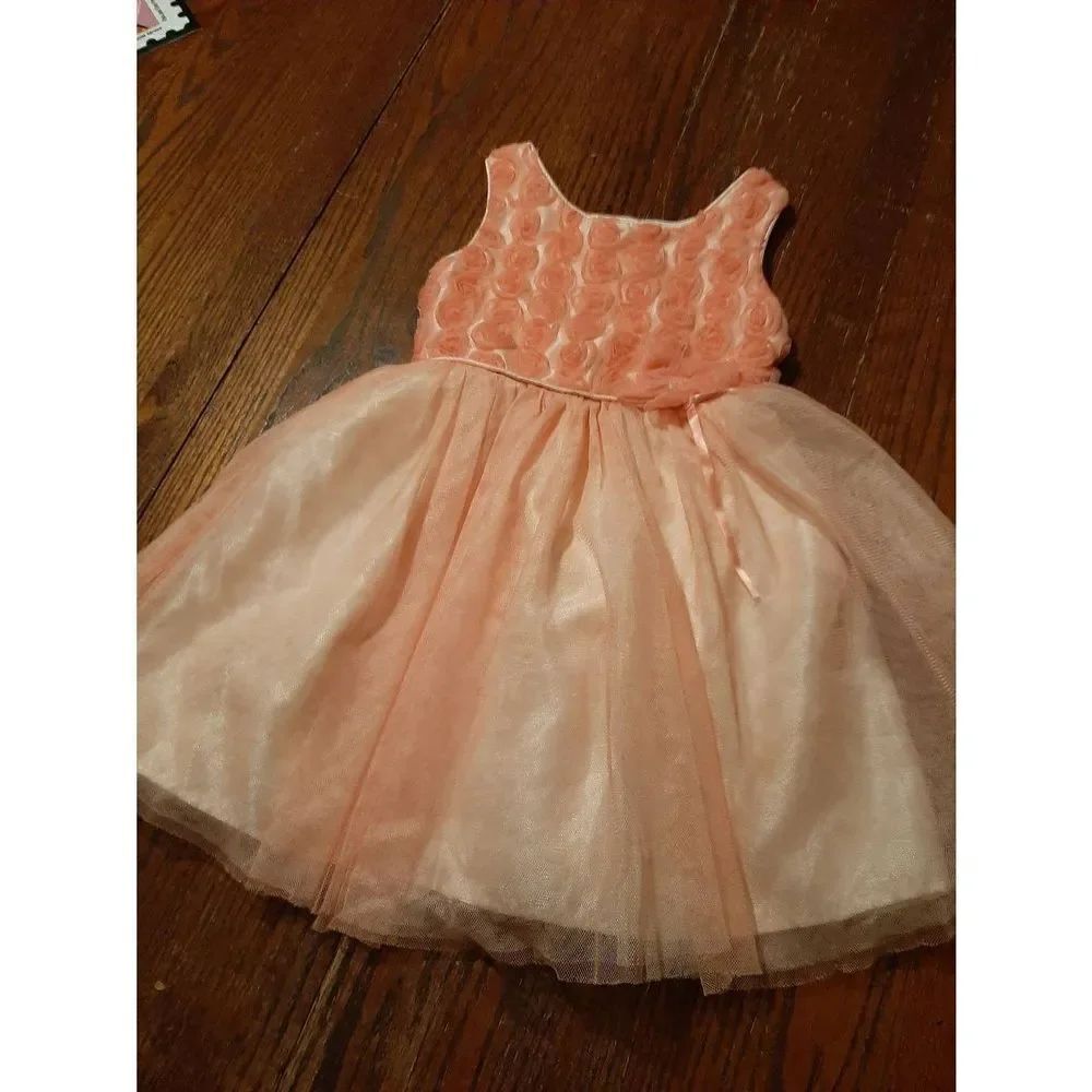 Size 5 George Peach Off White Rosette Top Full Skirt Special Occasion Holiday Dr